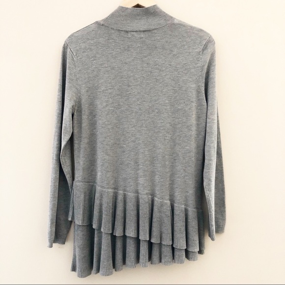 The Limited Mock Neck Ruffle Layer Hem Sweater {L} - Picture 8 of 8